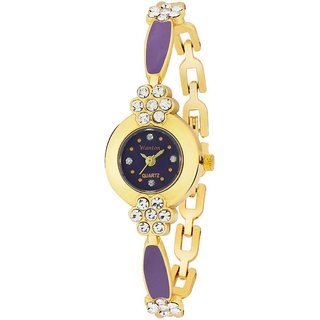                       purple small size black color diamond kundan bracelet attractive women's Analog Watchpurple small size black color diamo                                              
