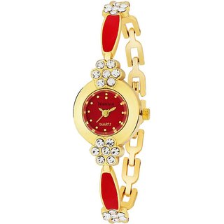                       red small size black color diamond kundan bracelet attractive women's Analog Watch                                              