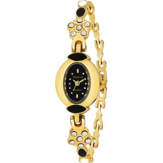                       black oval shap multicolor design strap with diamond case beautiful rich bracelet women's Analog Watch                                              