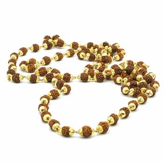                       Real Seed Gold Plated Brass Rudraksha 108 beads Mala                                              