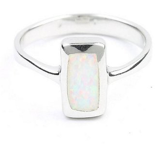                       Natural Opal Silver Plated Ring For Unisex Astrological Stone Opal Ring BY CEYLONMINE                                              