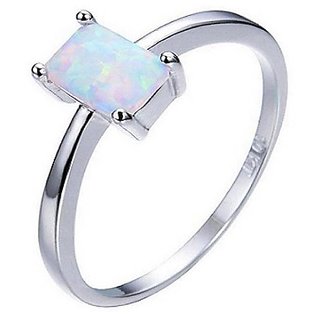                       Natural Stone Opal  5.25 ratti Stone Silver Plated Ring Unheated & Natural Stone Opal  Ring - CEYLONMINE                                              