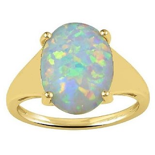                       CEYLONMINE- Opal stone Gold Plated Ring Precious Stone Fire Opal Ring For Unisex BY CEYLONMINE                                              