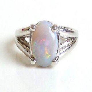                       Original Stone Opal  Silver Plated Ring Natural & Precious Stone Ring By CEYLONMINE                                              