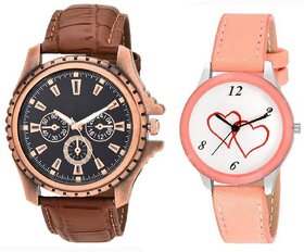 stylish multicolor leather strap party wear + formal + casual combo sett of two for boys and girls 017 Watch