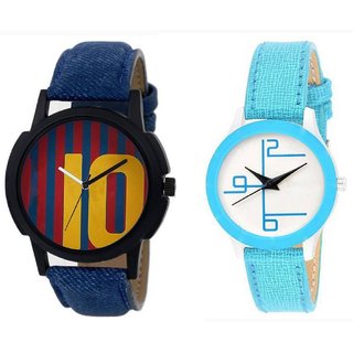                       stylish multicolor leather strap party wear + formal + casual combo sett of two for boys and girls 052 Watch                                              