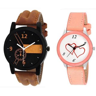 stylish multicolor leather strap party wear + formal + casual combo sett of two for boys and girls 001 Watch