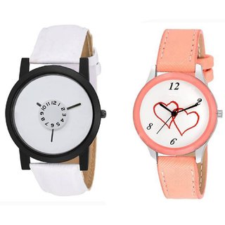 stylish multicolor leather strap party wear + formal + casual combo sett of two for boys and girls 038 Watch