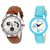 stylish multicolor leather strap party wear + formal + casual combo sett of two for boys and girls 085 Watch