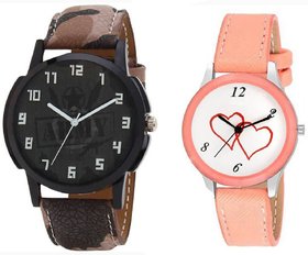 stylish multicolor leather strap party wear + formal + casual combo sett of two for boys and girls 003 Watch