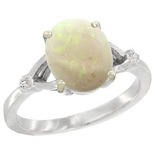                       Semi-Precious Stone Opal Silver Plated Ring Original  Natural Stone Ring By CEYLONMINE                                              