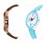 stylish multicolor leather strap party wear + formal + casual combo sett of two for boys and girls 060 Watch