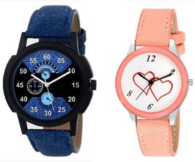 stylish multicolor leather strap party wear + formal + casual combo sett of two for boys and girls 002 Watch