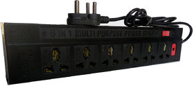 6+1 Extension Cords 1.5MTR Wire With Fuse Safety 6 Socket Surge Protector (Black)