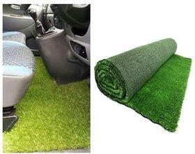 PVC Artificial Grass Car Floor Foot Mats 2x 9 inch (Green) Standard Size for All Cars
