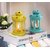 Satya Vipal Iron Yellow and Blue Colored Hanging Decorative T Light Holder/Lantern with T-Light