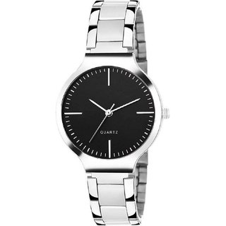                       HRV Black Shineble Dial Stainless Still Strap Heart Printed Dial Women Watch - For Girls                                              
