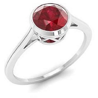                      Original Stone Ruby/Manik Ring 5.25 Ratti Natural Ruby Silver Plated For Astrological Purpose By CEYLONMINE                                              