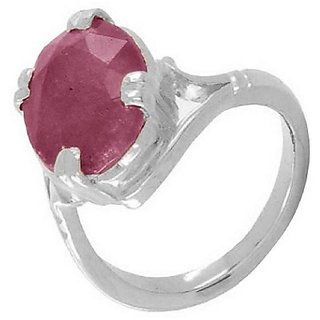                       6.25 Ratti Ruby Ring Unhetaed  Untreated Stone Ruby/Manik Silver Plated Ring For Unisex By CEYLONMINE                                              