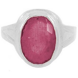                       CEYLONMINE- 5.25 Ratti Ruby Ring Original & Certified Stone Manik Silver  Plated Ring For Unisex                                              