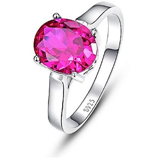                       Original Stone Ruby  Ring 5.25 Ratti Natural Manik Silver  Plated For Astrological Purpose By CEYLONMINE                                              