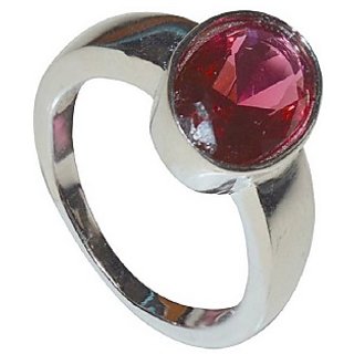                       Ruby/Manik  Stone Ring for Unisex Adjustable 4.25 CaratRuby Silver  Plated Ring By CEYLONMINE                                              