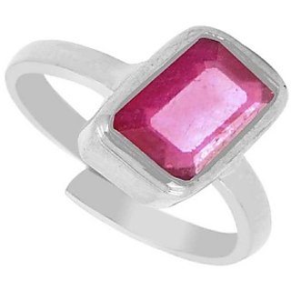                       Ruby Stone Ring Unheated & Untreated Stone Manik Silver Plated  Ring By CEYLONMINE                                              