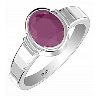                      Natural Ruby/Manik Silver Plated Ring For Unisex Astrological Stone Ruby Ring BY CEYLONMINE                                              