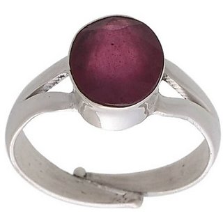                       Astrological Stone Ruby Silver Plated Ring Original & Effective Stone Ring BY CEYLONMINE                                              