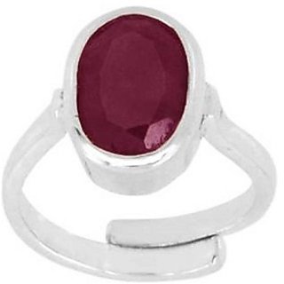                       Original Ruby Ring Lab Certified Stone Manik/Ruby Ring Silver Plated For Astrological Purposen By CEYLONMINE                                              