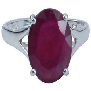                       Lab Certified Stone Ruby Ring 100%b Original And Effective Stone Ruby Silver Plated Ring For Astrological Purpose By CEYLONMINE                                              