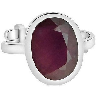                       Precious Stone Ruby 6.25 Ratti Stone Silver Plated Ring BY CEYLONMINE                                              