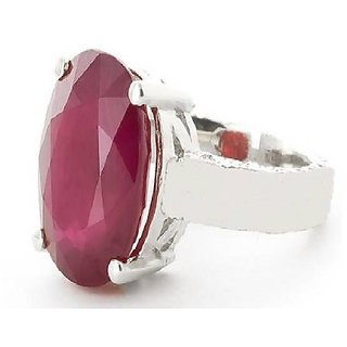                       Original Ruby Ring Lab Certified Stone Manik/Ruby Ring Silver Plated For Astrological Purposen By CEYLONMINE                                              