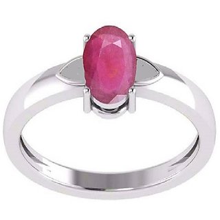                      Astrological Stone Ruby Silver Plated Ring Original & Effective Stone Ring BY CEYLONMINE                                              