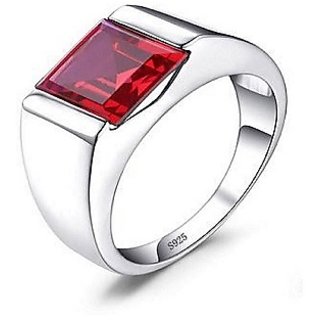                       CEYLONMINE- Natural & Original Ruby Silver Plated Ring Unheated & Untreated Stone Ring                                              