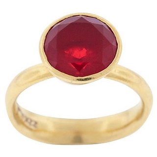                      6.25 Ratti Ruby Ring Unhetaed & Untreated Stone Ruby/Manik Gold Plated Ring For Unisex By CEYLONMINE                                              