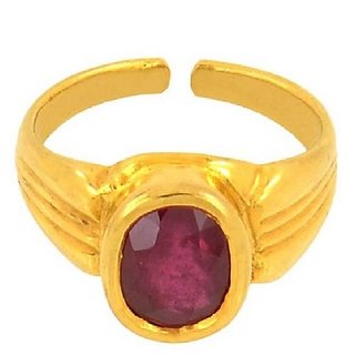                       Original Stone Ruby  Ring 5.25 Ratti Natural Manik Gold Plated For Astrological Purpose By CEYLONMINE                                              