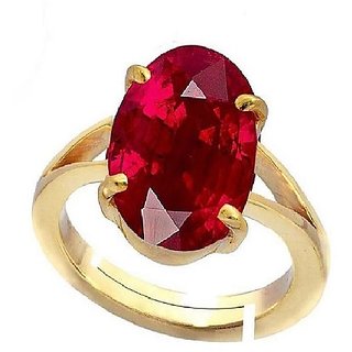                       Original Ruby Ring Lab Certified Stone Manik/Ruby Ring Gold Plated For Astrological Purposen By CEYLONMINE                                              