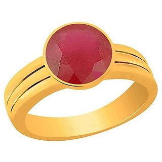                       Ruby Stone Ring Unheated & Untreated Stone Manik Gold Plated  Ring By CEYLONMINE                                              
