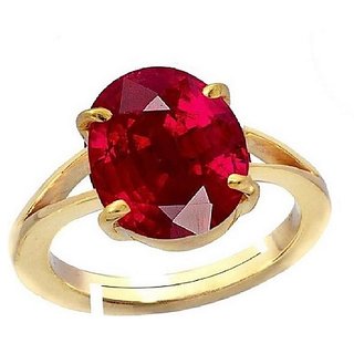                       Natural & Precious Stone Ruby 6.25 Ratti Stone Gold Plated Ring BY CEYLONMINE                                              