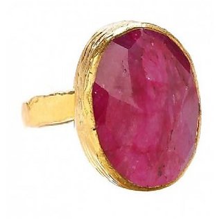                       Precious Stone Ruby 6.25 Ratti Stone Gold Plated Ring BY CEYLONMINE                                              