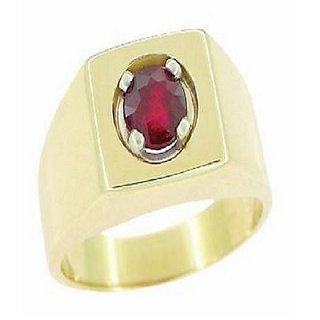                       Unheated & Untreated Stone Ruby Ring Original Stone Manik/Ruby Gold Plated Ring By CEYLONMINE                                              