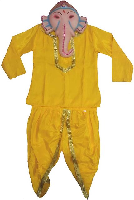 Buy ITSMYCOSTUME Lord Ganesha Mythology Firozi,Yellow Dhoti,Stole Kids Fancy  Dress Costume -(Material : Dupian) Online at Low Prices in India - Amazon.in