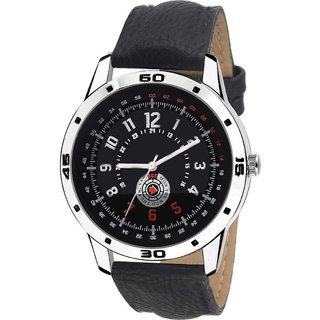                       HRV men black leather watch                                              