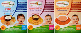Sampoorna Satwik Multigrain Cereal Stage - 2, Sprouted Wheat Cereal and Sprouted Ragi Cereal, 600 Grams (Combo of 3)