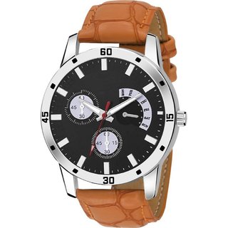                       HRV Black Dial CORNOGRPH LOOK AND LATEST Brown Belt FASHION Watch                                              