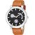 HRV Attractive Black Dial Brown Leather Strap Watch