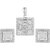 92.5 Sterling Silver Cubic Zirconia Studded Get Framed Square Pendant Earrings Set for Women and Girls