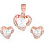 92.5 Sterling Silver Cubic Zirconia Studded My Heart Goes For You Pendant Earrings Set for Women and Girls (Rose Gold/ Silver)