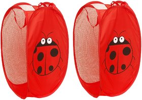 Winner Full Size Rectangular Red Foldable Laundry Basket - Laundry Bag for Organizing Cloths Pack of 2 (lxbxh -35X35X56)